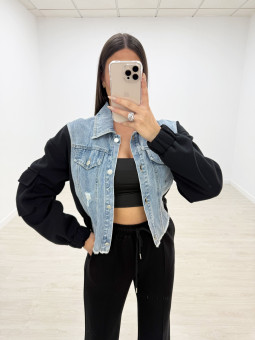 CHAQUETA DENIM CARGO NEGRA